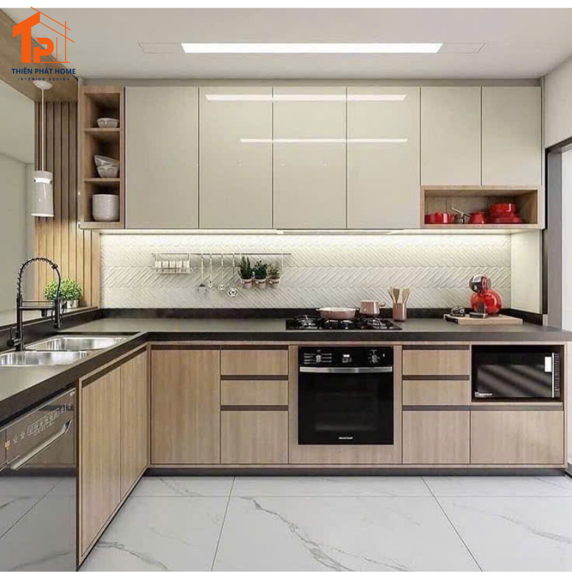 tủ bếp nhựa phong cách hiện đại