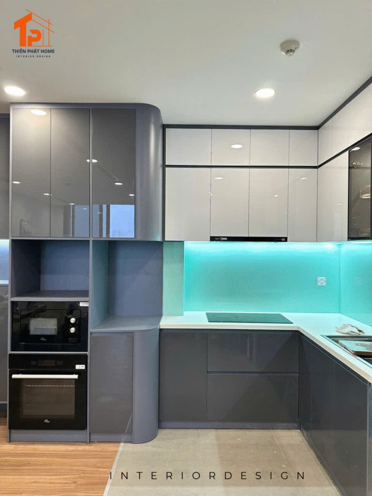 Mẫu tủ bếp nhựa chữ L đẹp